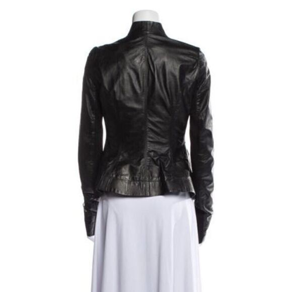 Rick Owens Kangaroo leather jacket Women 8 BLACK Double Button Pockets Lined - Picture 14 of 15